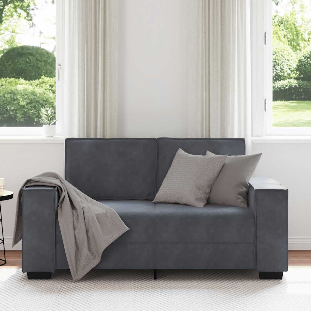 vidaXL Canapea cu 2 locuri, gri închis, 120 cm, catifea vidaXL Canapea cu 2 locuri, gri închis, 120 cm, catifea