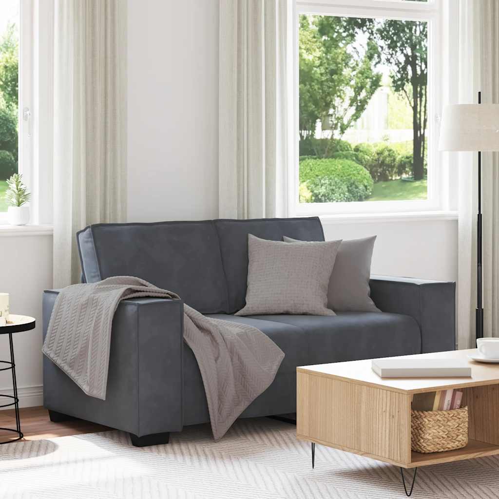 vidaXL Canapea cu 2 locuri, gri închis, 120 cm, catifea vidaXL Canapea cu 2 locuri, gri închis, 120 cm, catifea