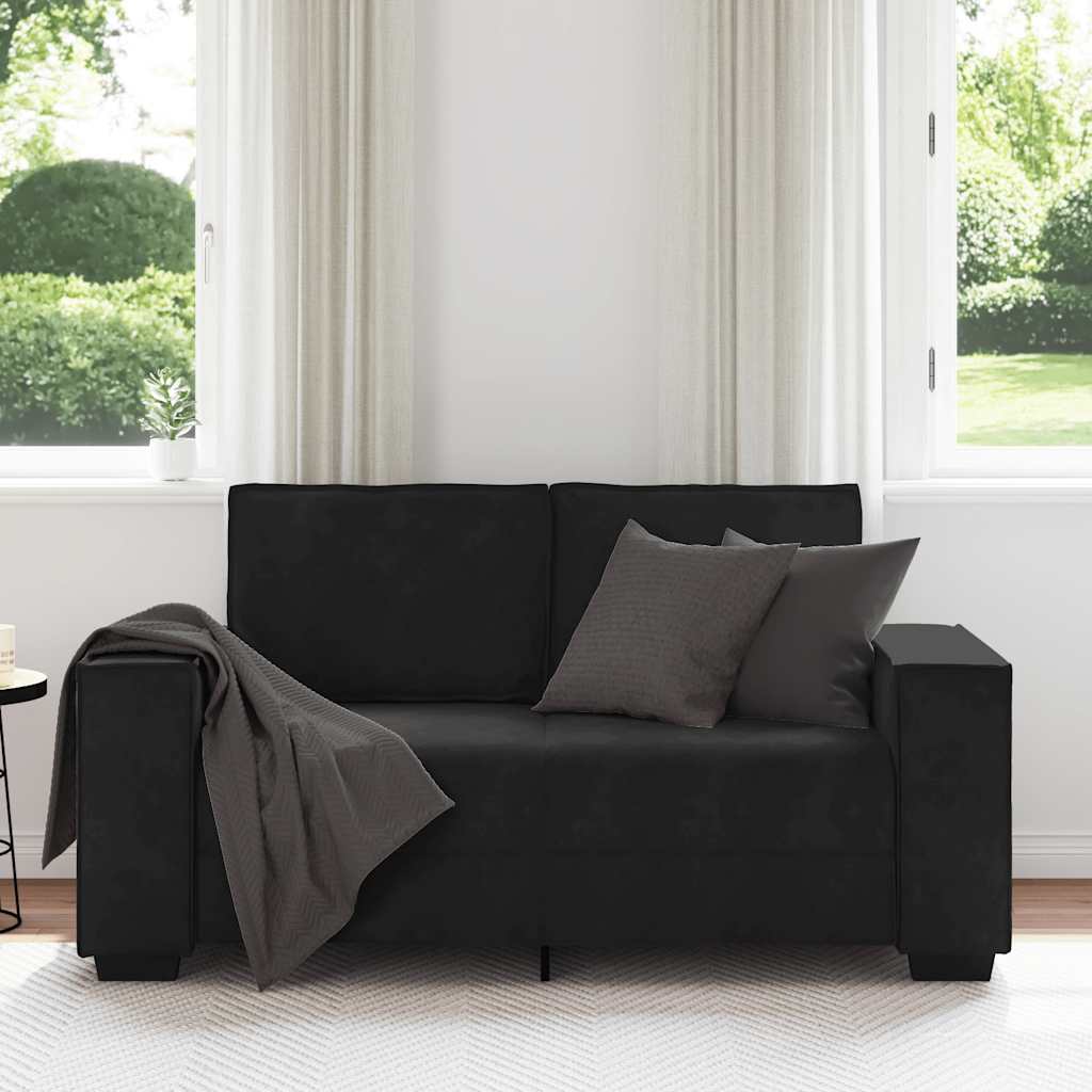 vidaXL Canapea cu 2 locuri, negru, 120 cm, catifea
