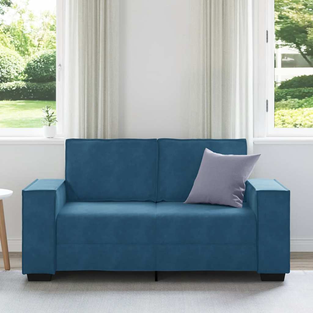 vidaXL Canapea cu 2 locuri, albastru, 120 cm, catifea vidaXL Canapea cu 2 locuri, albastru, 120 cm, catifea