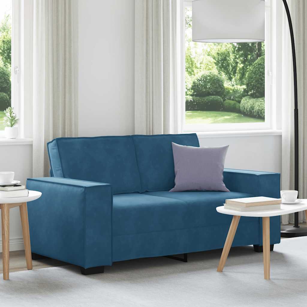 vidaXL Canapea cu 2 locuri, albastru, 120 cm, catifea vidaXL Canapea cu 2 locuri, albastru, 120 cm, catifea
