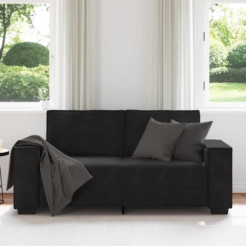 vidaXL Canapea cu 2 locuri, negru, 140 cm, catifea