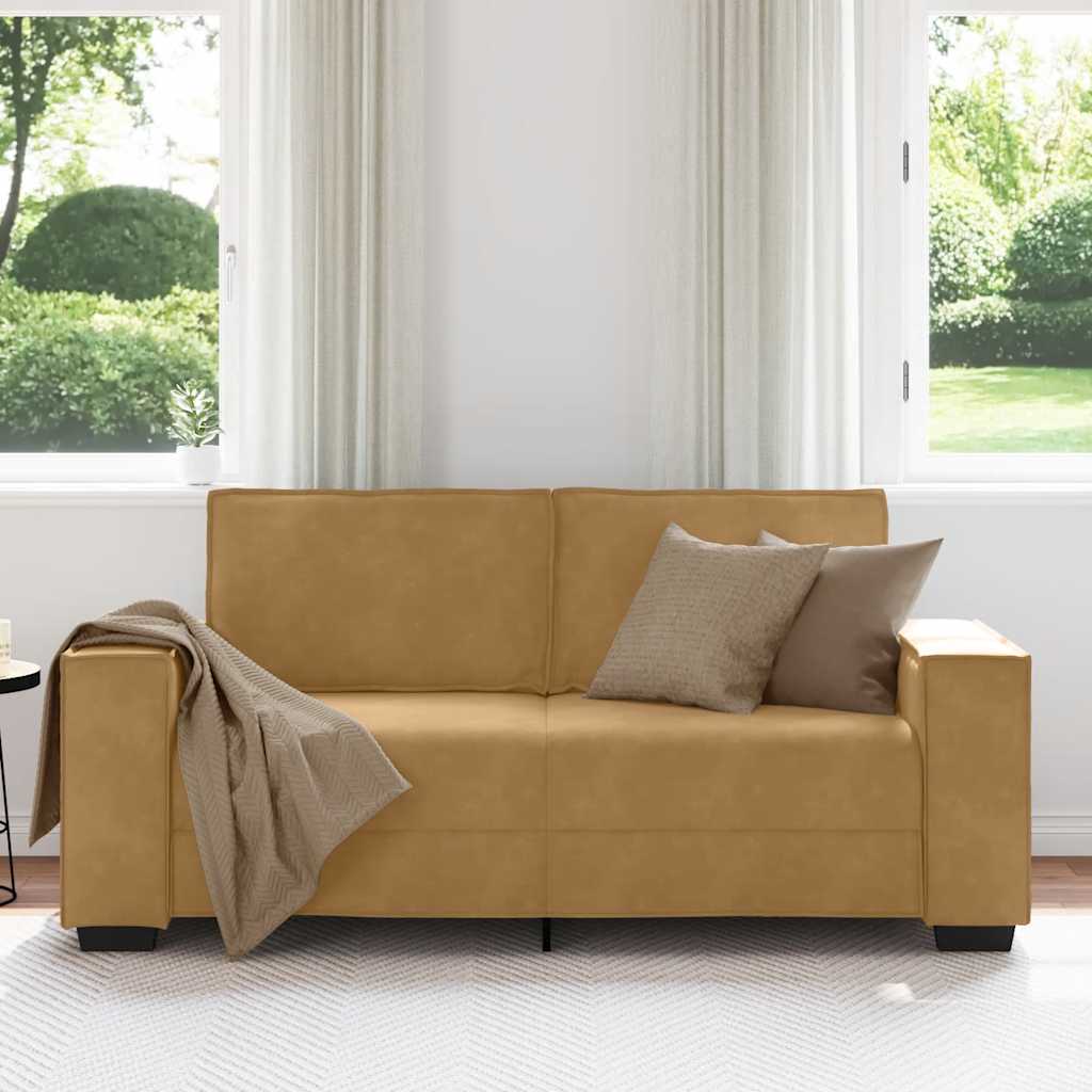 vidaXL Canapea cu 2 locuri, maro, 140 cm, catifea vidaXL Canapea cu 2 locuri, maro, 140 cm, catifea