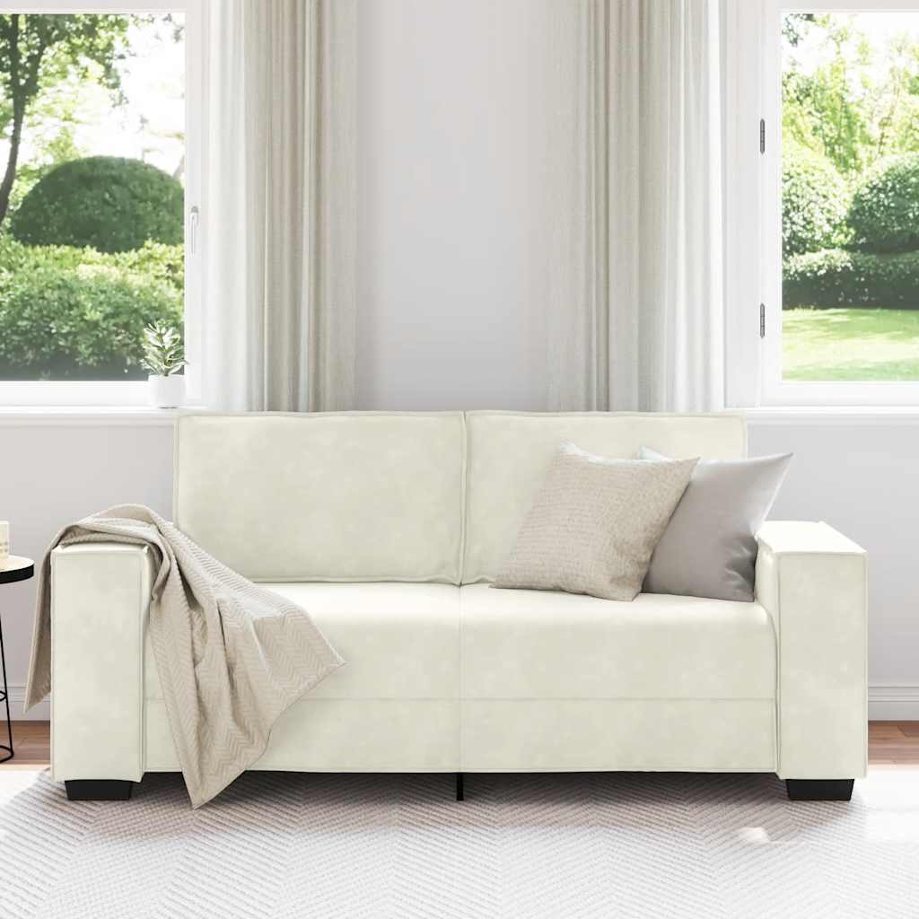 vidaXL Canapea cu 2 locuri, crem, 140 cm, catifea vidaXL Canapea cu 2 locuri, crem, 140 cm, catifea