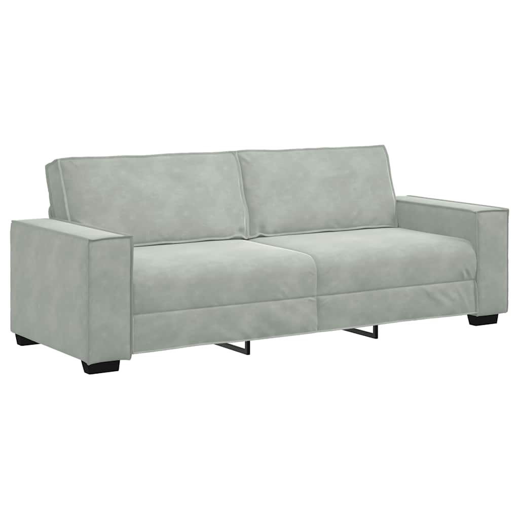 vidaXL Canapea cu 3 locuri, gri deschis, material 180CM catifea vidaXL Canapea cu 3 locuri, gri deschis, material 180CM catifea