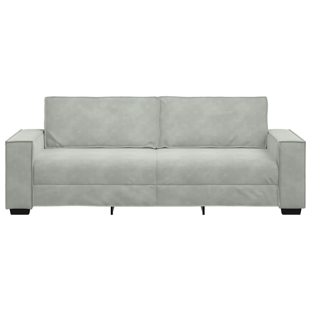 vidaXL Canapea cu 3 locuri, gri deschis, material 180CM catifea vidaXL Canapea cu 3 locuri, gri deschis, material 180CM catifea