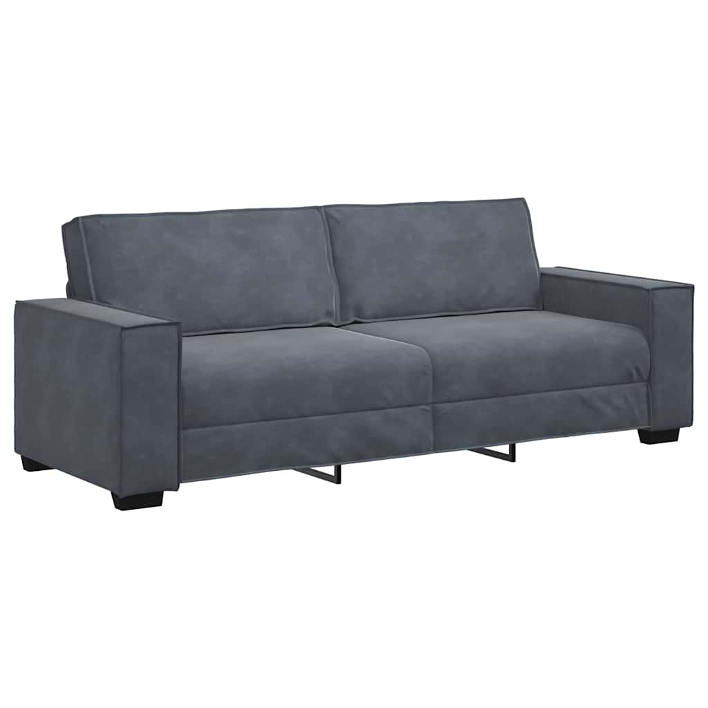 vidaXL Canapea cu 3 locuri, gri închis, 180 cm, material catifea vidaXL Canapea cu 3 locuri, gri închis, 180 cm, material catifea