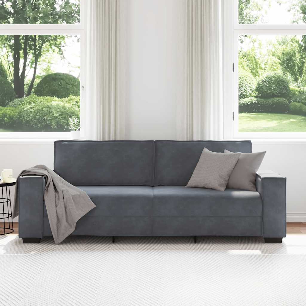 vidaXL Canapea cu 3 locuri, gri închis, 180 cm, material catifea vidaXL Canapea cu 3 locuri, gri închis, 180 cm, material catifea