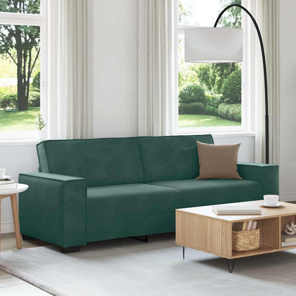 vidaXL Canapea cu 3 locuri, verde închis, 180 cm, catifea vidaXL Canapea cu 3 locuri, verde închis, 180 cm, catifea