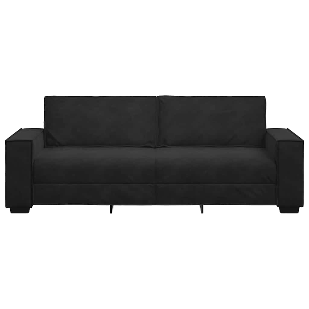 vidaXL Canapea cu 3 locuri, Negru, 180 cm, catifea