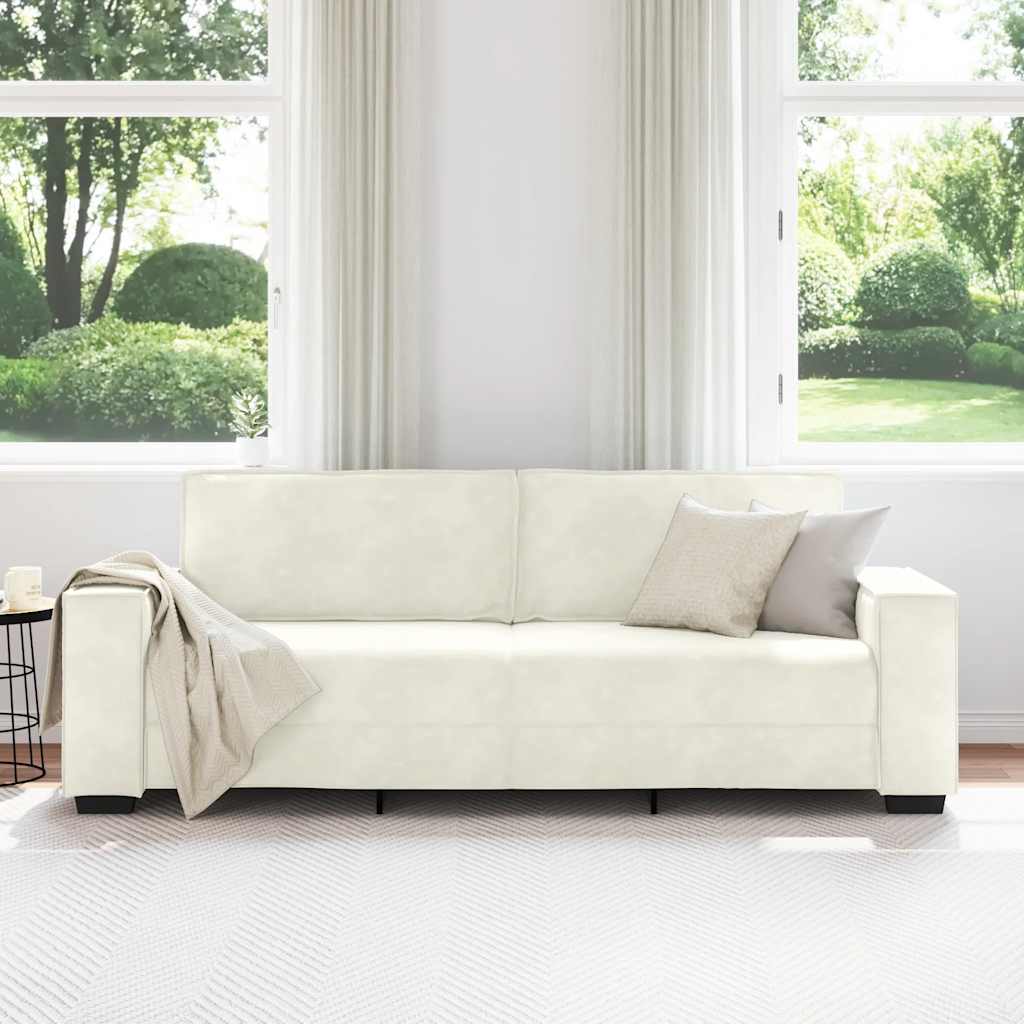 vidaXL Canapea cu 3 locuri, crem, 180 cm, catifea