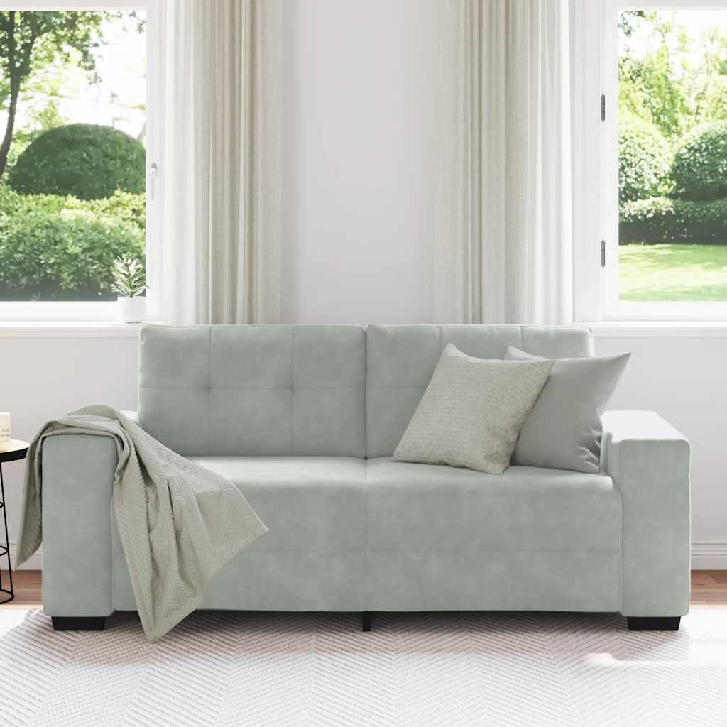 vidaXL Canapea loveseat gri deschis 140 cm catifea vidaXL Canapea loveseat gri deschis 140 cm catifea