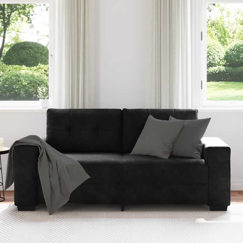 vidaXL Canapea loveseat neagră 140 cm catifea vidaXL Canapea loveseat neagră 140 cm catifea