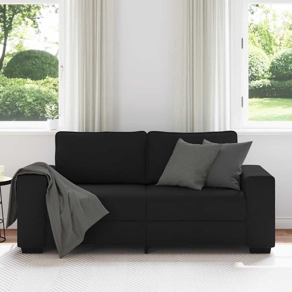 vidaXL Canapea cu 2 locuri negru 140 cm stofa