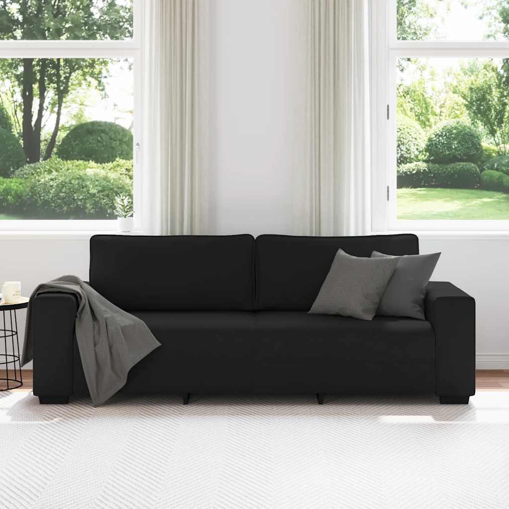vidaXL Canapea cu 3 locuri, neagră, 180 cm, material textil vidaXL Canapea cu 3 locuri, neagră, 180 cm, material textil