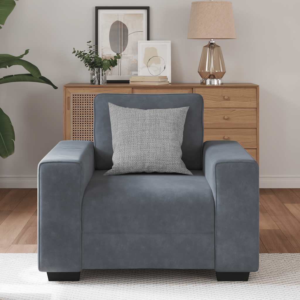 vidaXL Canapea scaun gri închis 60 cm catifea