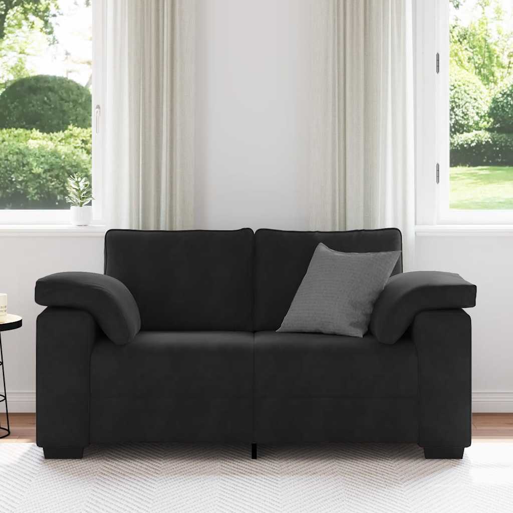 vidaXL Canapea loveseat neagră 120 cm catifea