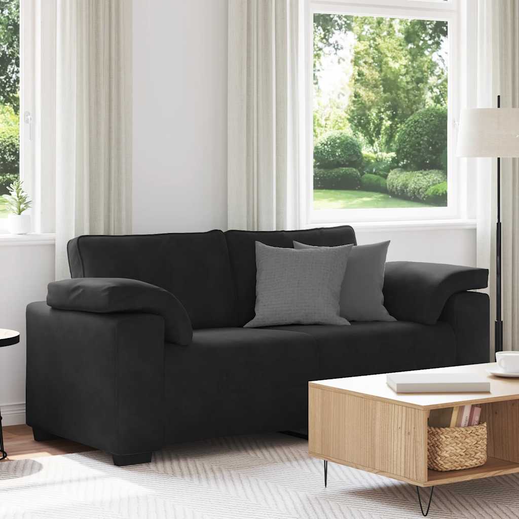 vidaXL Canapea loveseat neagră 140 cm catifea vidaXL Canapea loveseat neagră 140 cm catifea