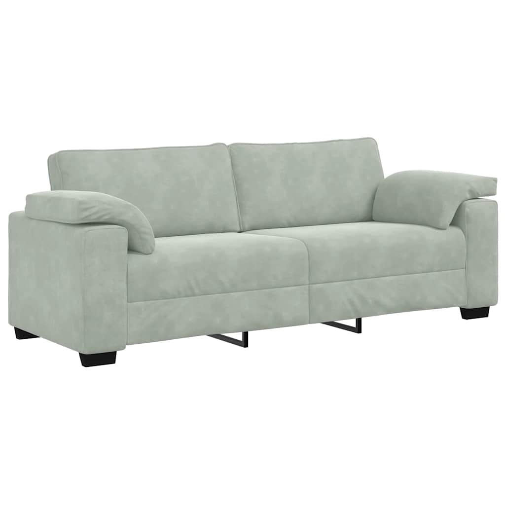 vidaXL Canapea cu 3 locuri gri deschis 178 cm catifea vidaXL Canapea cu 3 locuri gri deschis 178 cm catifea