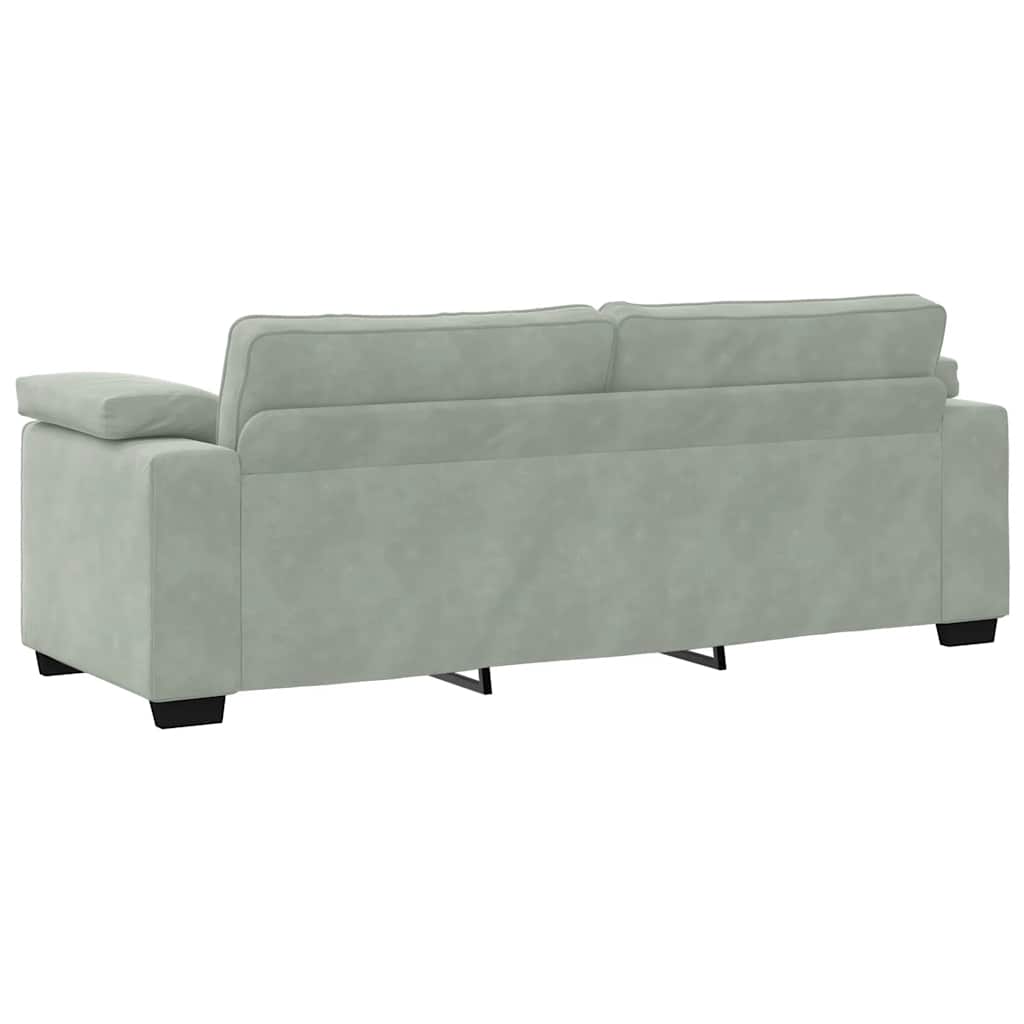 vidaXL Canapea cu 3 locuri gri deschis 178 cm catifea vidaXL Canapea cu 3 locuri gri deschis 178 cm catifea