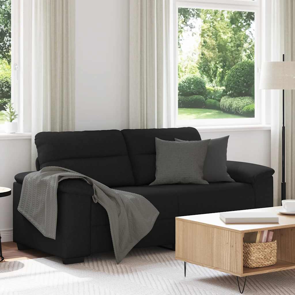 vidaXL Canapea cu 2 locuri negru 140 cm stofa vidaXL Canapea cu 2 locuri negru 140 cm stofa
