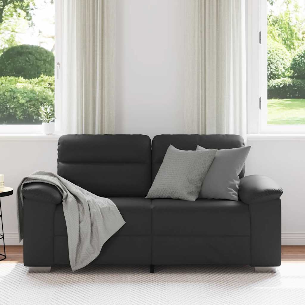 vidaXL Canapea cu 2 locuri, negru, 120 cm, piele ecologică