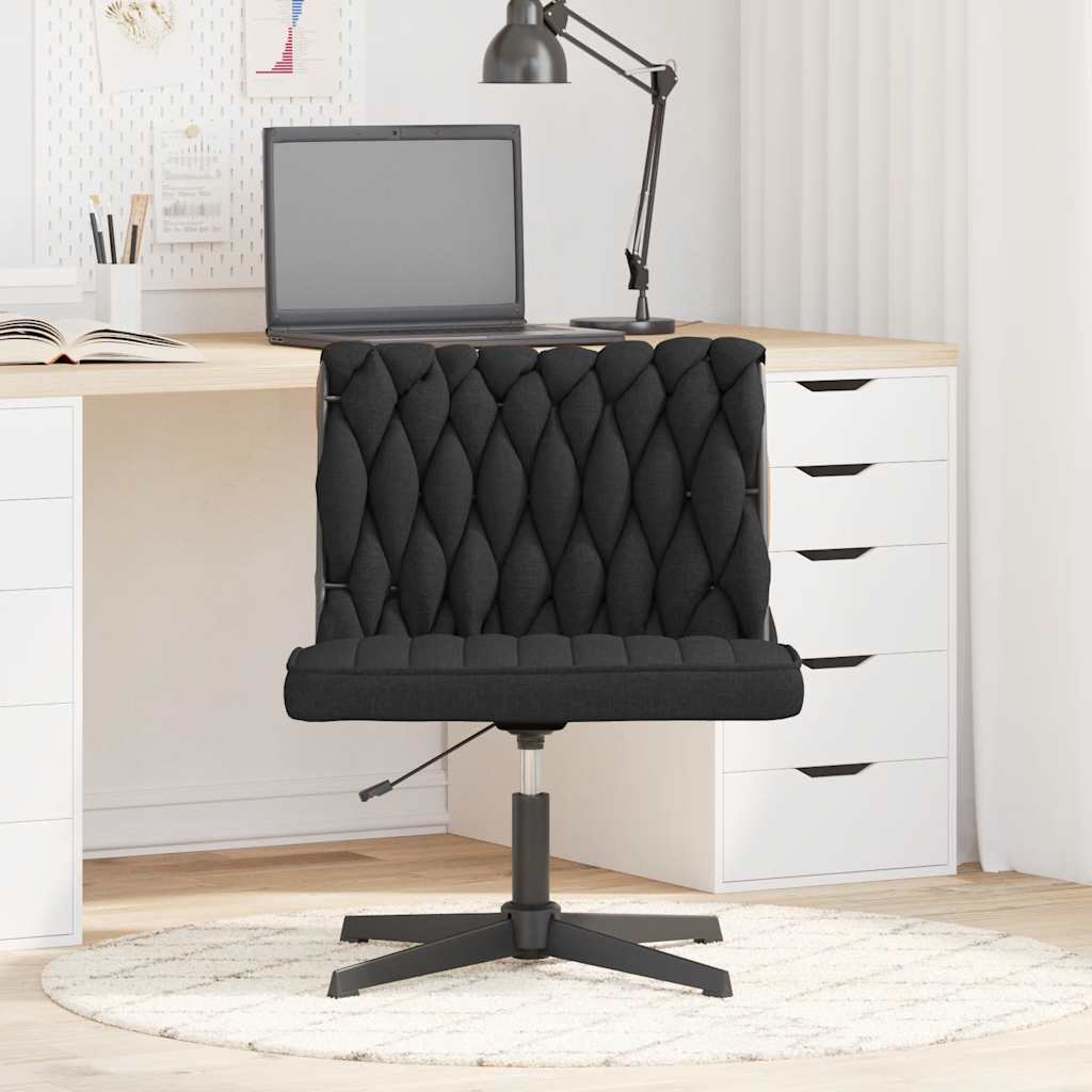 vidaXL Scaun de birou pivotant, negru, material textil vidaXL Scaun de birou pivotant, negru, material textil