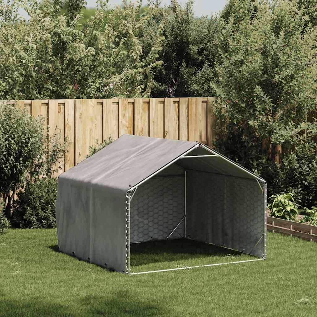 vidaXL Canisa de exterior cu capac 2x2x1,5 m otel galvanizat vidaXL Canisa de exterior cu capac 2x2x1,5 m otel galvanizat