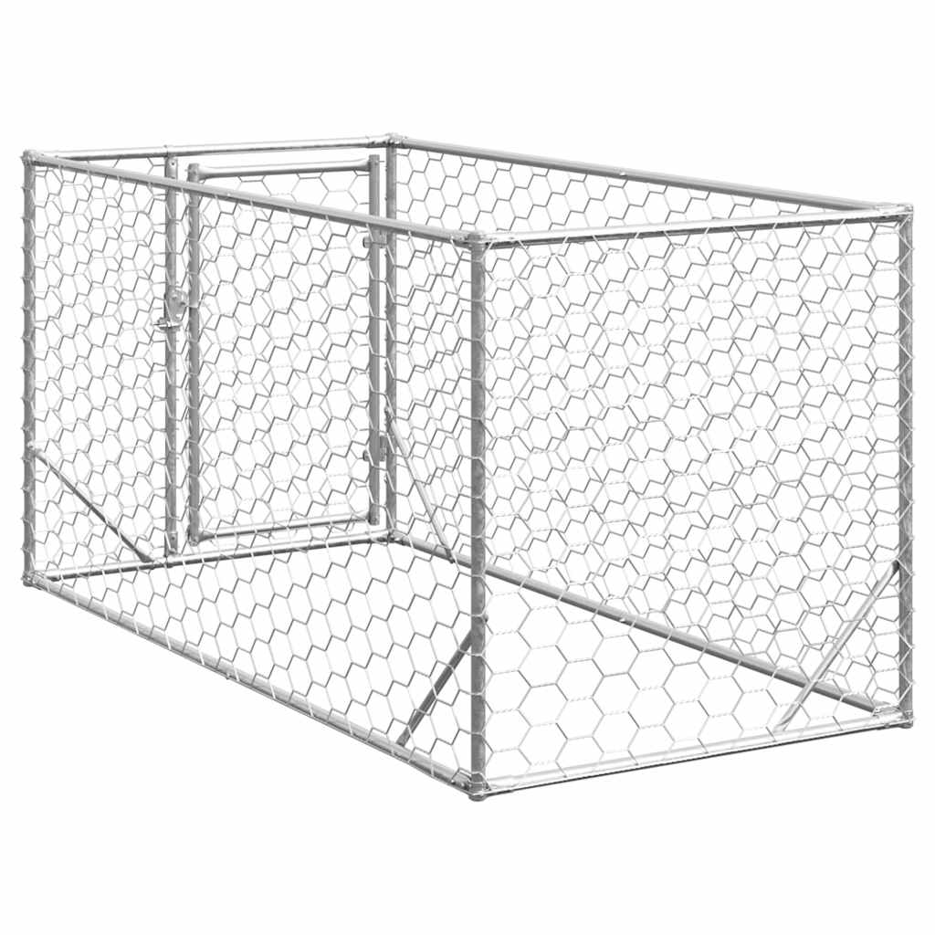 vidaXL Cușcă pentru câini de exterior cu ușă 2x1x1 m, oțel galvanizat