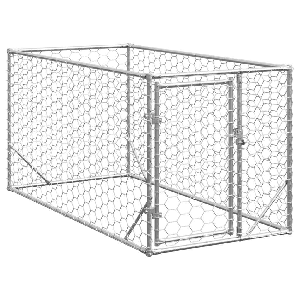 vidaXL Cușcă pentru câini de exterior cu ușă 2x1x1 m, oțel galvanizat