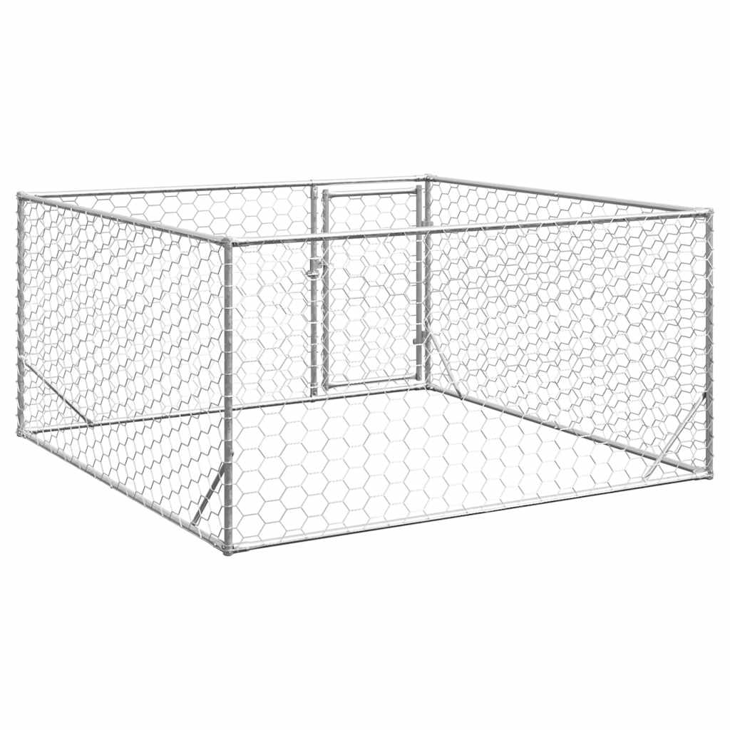 vidaXL Canisa de exterior pentru caini cu usa 2x2x1 m otel galvanizat vidaXL Canisa de exterior pentru caini cu usa 2x2x1 m otel galvanizat