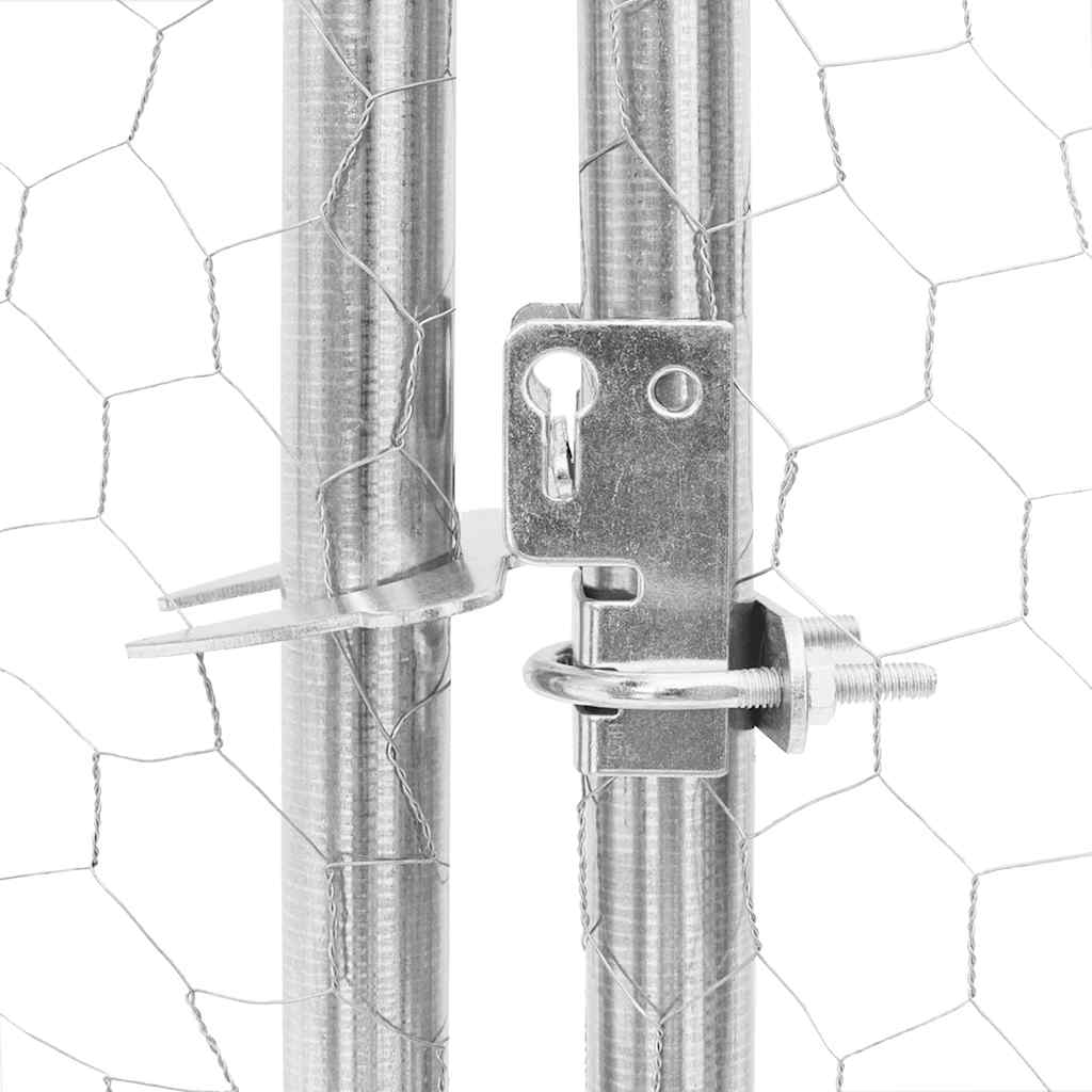 vidaXL Canisa de exterior pentru caini cu usa 2x2x1 m otel galvanizat vidaXL Canisa de exterior pentru caini cu usa 2x2x1 m otel galvanizat