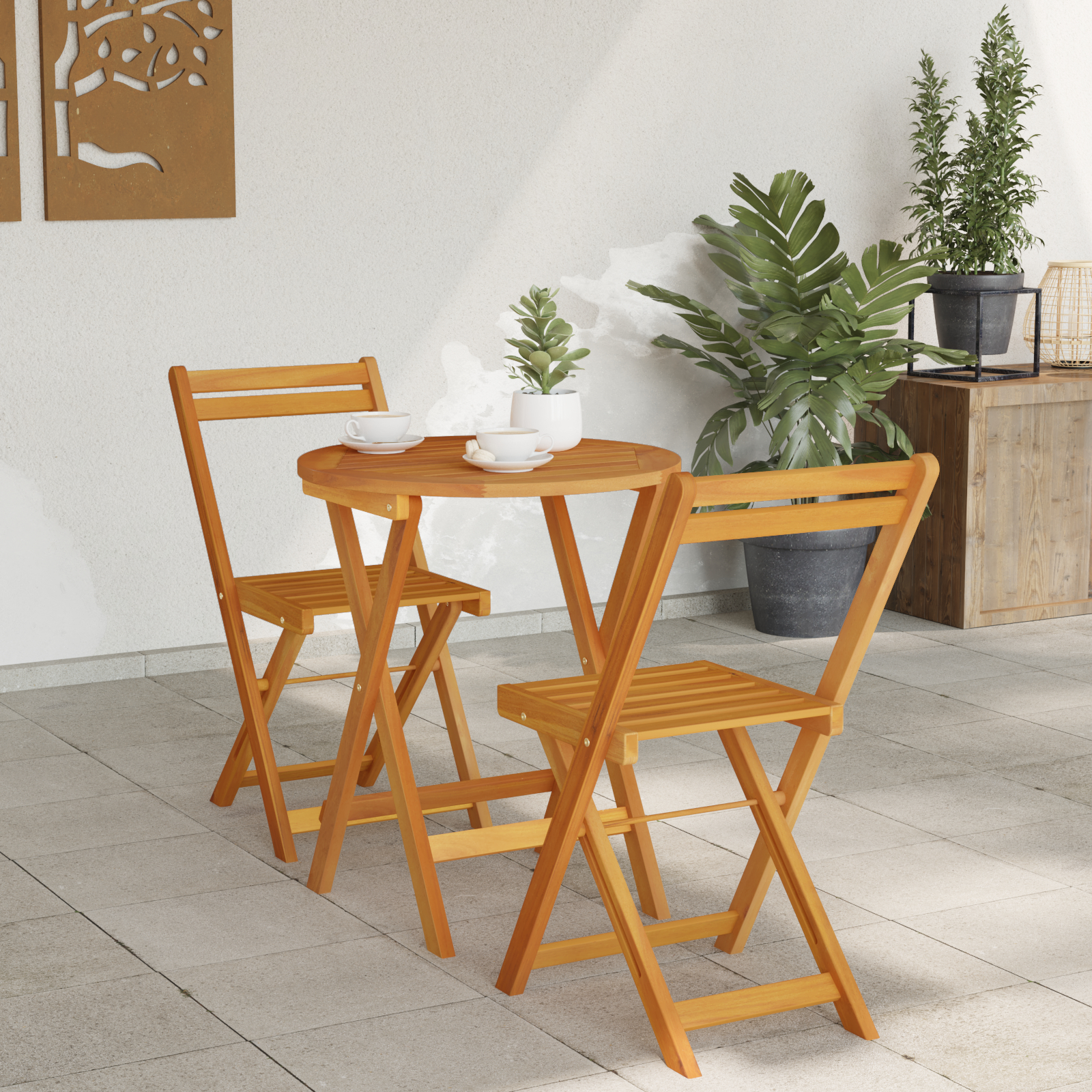 vidaXL Set Bistro de Grădină cu pernă 3 pcs Maro lemn masiv de acacia vidaXL Set Bistro de Grădină cu pernă 3 pcs Maro lemn masiv de acacia