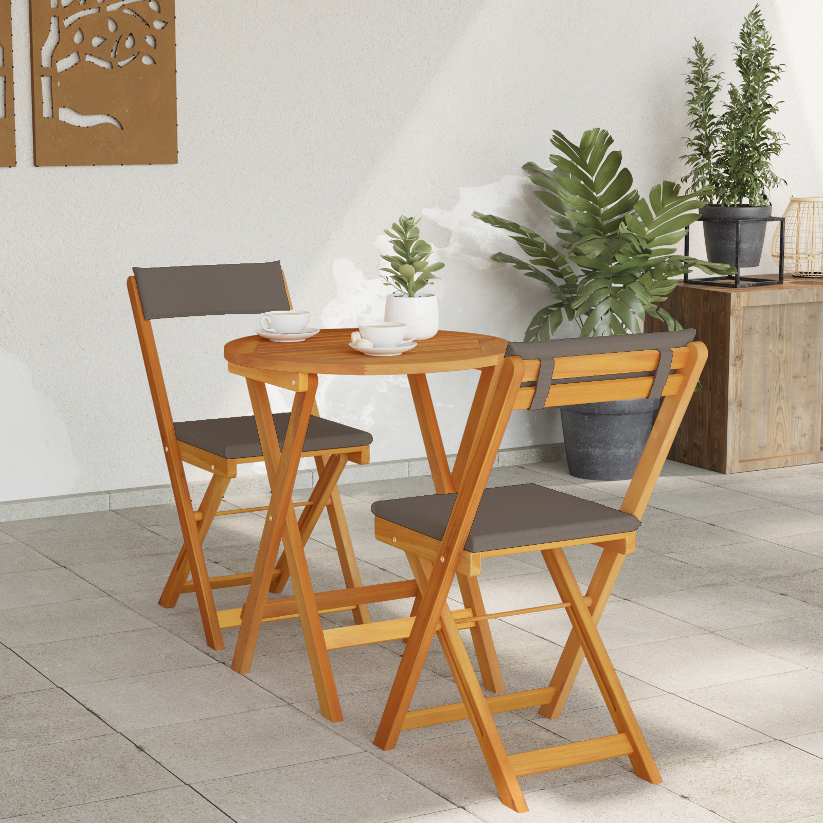 vidaXL Set Bistro de Grădină cu pernă 3 pcs Maro lemn masiv de acacia vidaXL Set Bistro de Grădină cu pernă 3 pcs Maro lemn masiv de acacia