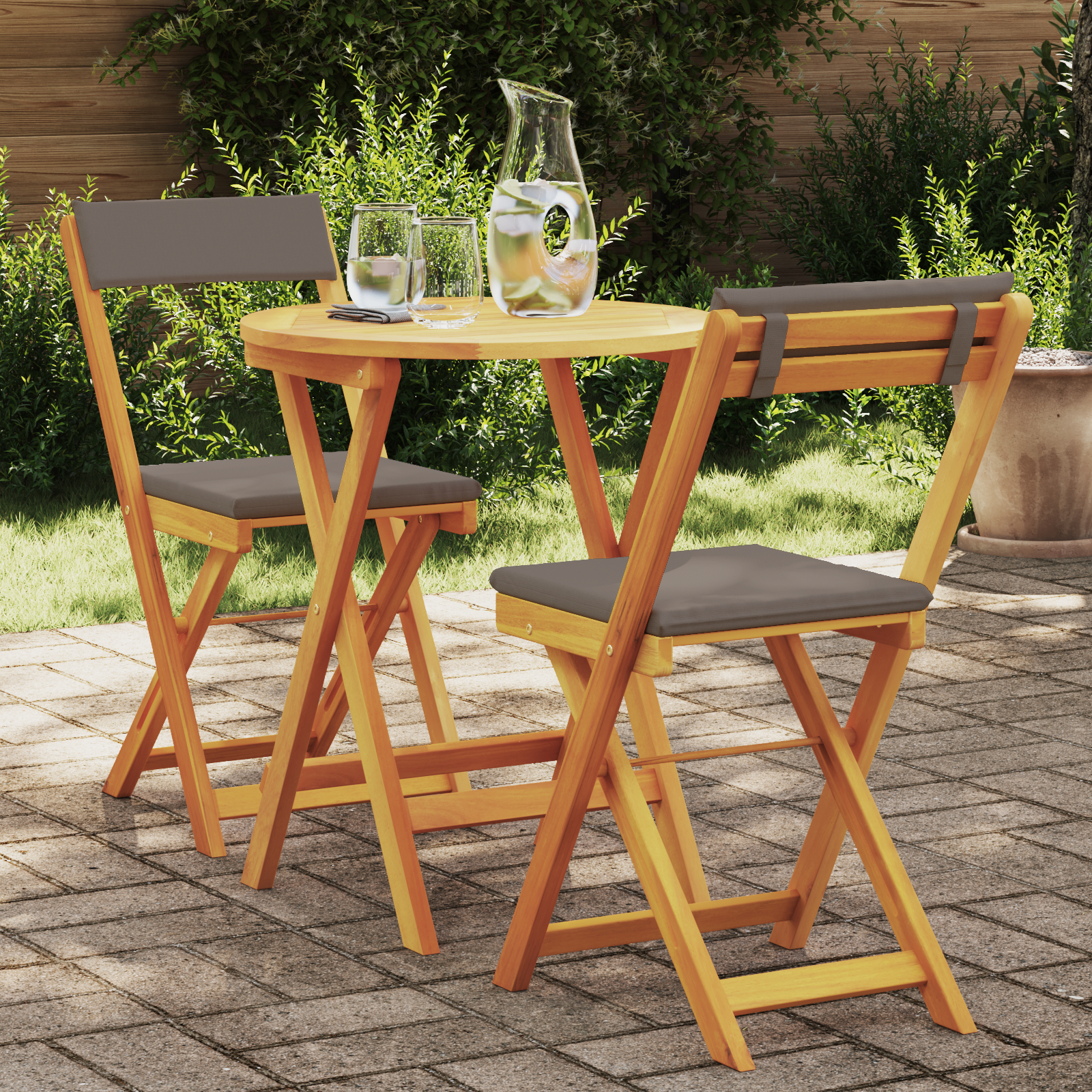 vidaXL Set Bistro de Grădină cu pernă 3 pcs Maro lemn masiv de acacia vidaXL Set Bistro de Grădină cu pernă 3 pcs Maro lemn masiv de acacia