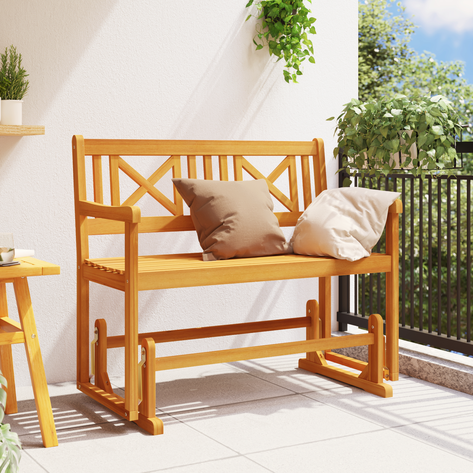 vidaXL Bancă glisantă pentru grădină 110x59x97 cm Lemn masiv de acacia