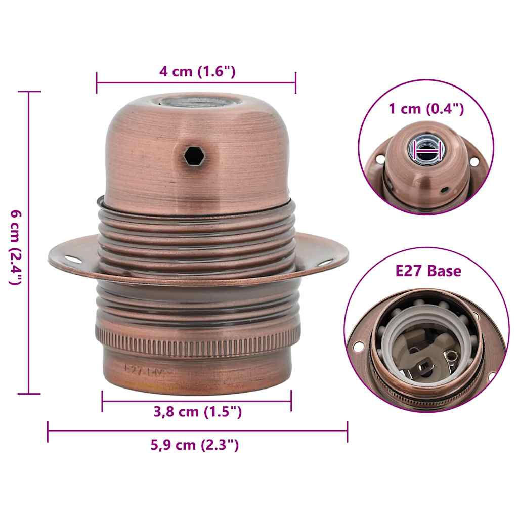 vidaXL Suporturi de lampă 2 buc Roșu Bronz E27 vidaXL Suporturi de lampă 2 buc Roșu Bronz E27
