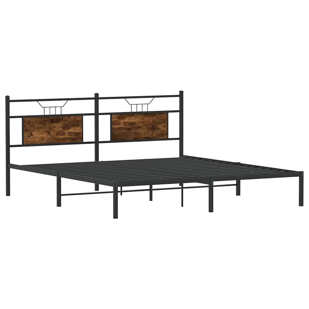 vidaXL Cadru de pat fără saltea Stejar afumat 183x213cm Lemn prelucrat