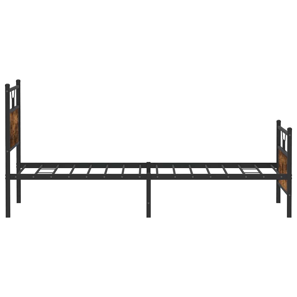 vidaXL Cadru de pat fără saltea Stejar afumat 107x203cm Lemn prelucrat vidaXL Cadru de pat fără saltea Stejar afumat 107x203cm Lemn prelucrat
