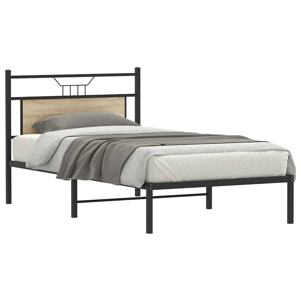 vidaXL Cadru de pat fără saltea Stejar Sonoma 107x203cm Lemn prelucrat vidaXL Cadru de pat fără saltea Stejar Sonoma 107x203cm Lemn prelucrat