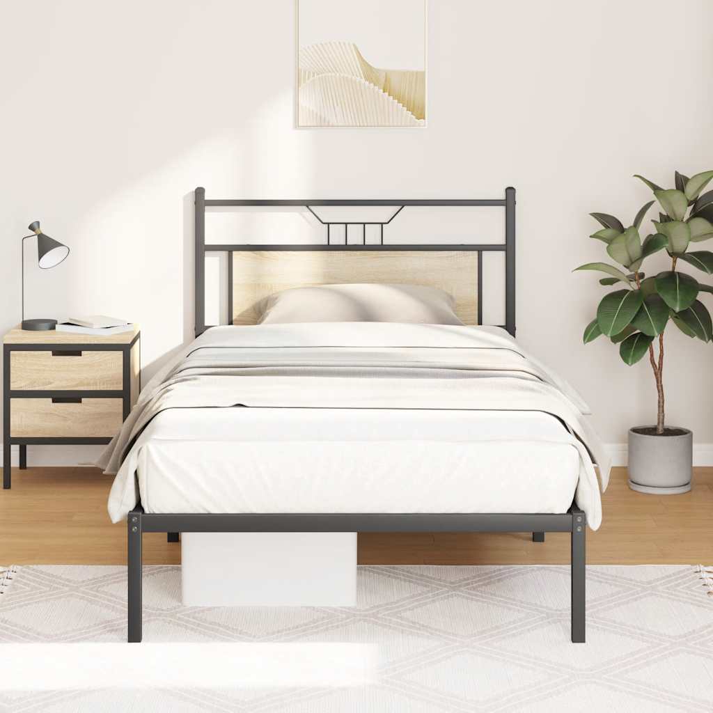 vidaXL Cadru de pat fără saltea Stejar Sonoma 107x203cm Lemn prelucrat vidaXL Cadru de pat fără saltea Stejar Sonoma 107x203cm Lemn prelucrat