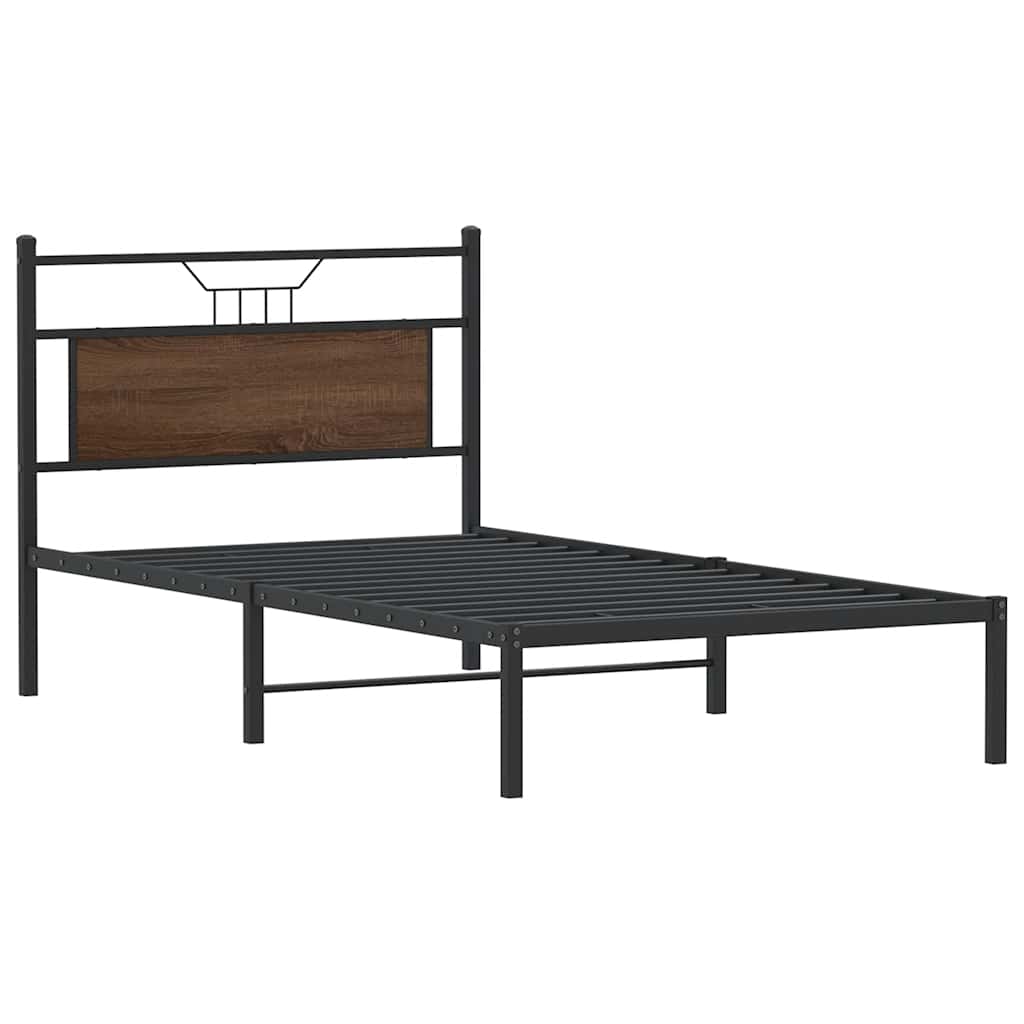 vidaXL Cadru de pat fără saltea Stejar maro 107x203 cm Lemn prelucrat
