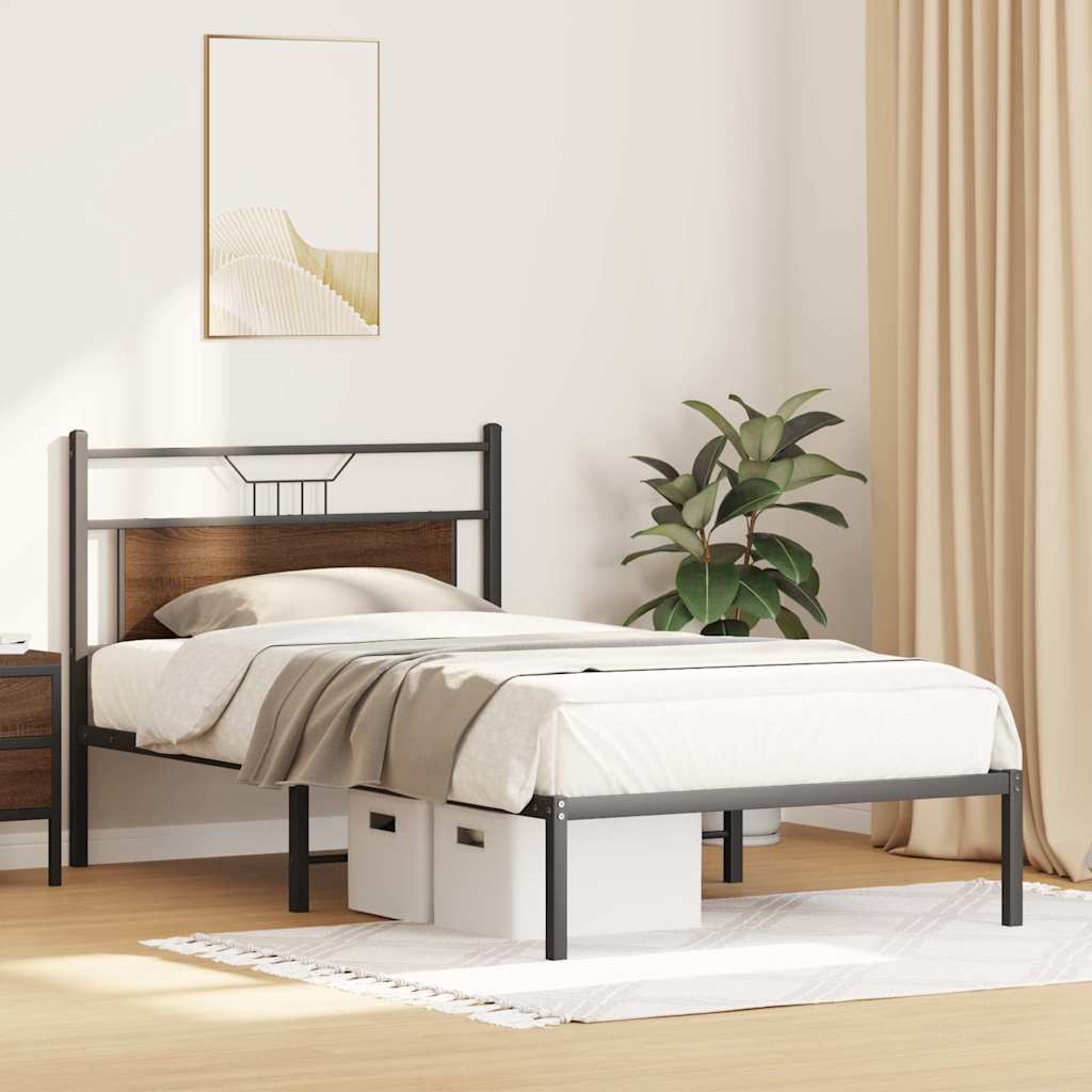 vidaXL Cadru de pat fără saltea Stejar maro 107x203 cm Lemn prelucrat