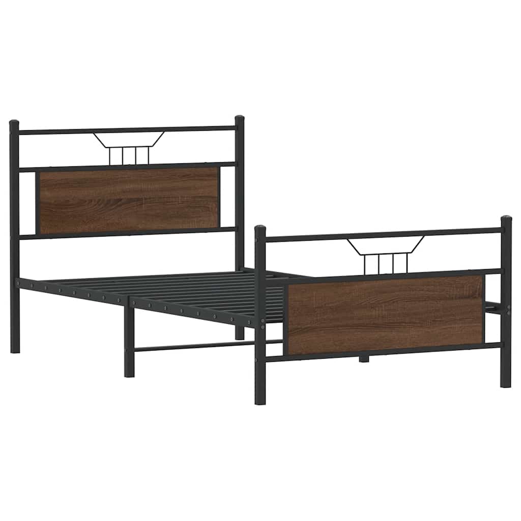 vidaXL Cadru de pat fără saltea Stejar maro 107x203 cm Lemn prelucrat