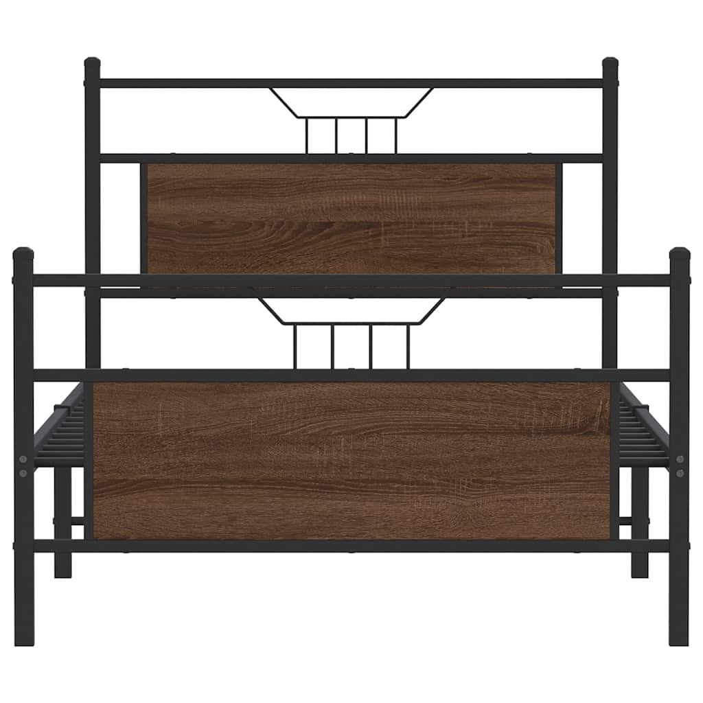 vidaXL Cadru de pat fără saltea Stejar maro 107x203 cm Lemn prelucrat