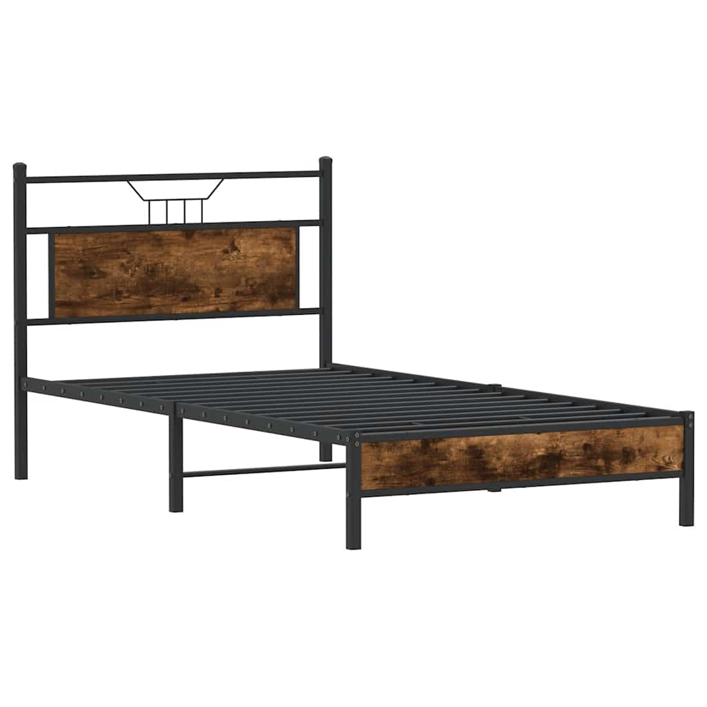 vidaXL Cadru de pat fără saltea Stejar afumat 107x203cm Lemn prelucrat vidaXL Cadru de pat fără saltea Stejar afumat 107x203cm Lemn prelucrat