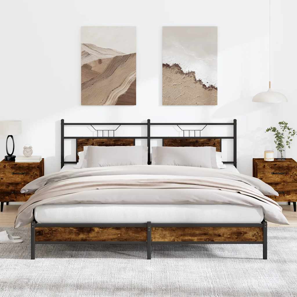 vidaXL Cadru de pat fără saltea Stejar afumat 183x203cm Lemn prelucrat
