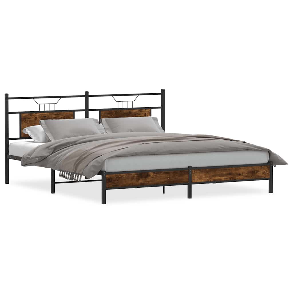 vidaXL Cadru de pat fără saltea Stejar afumat 183x213cm Lemn prelucrat