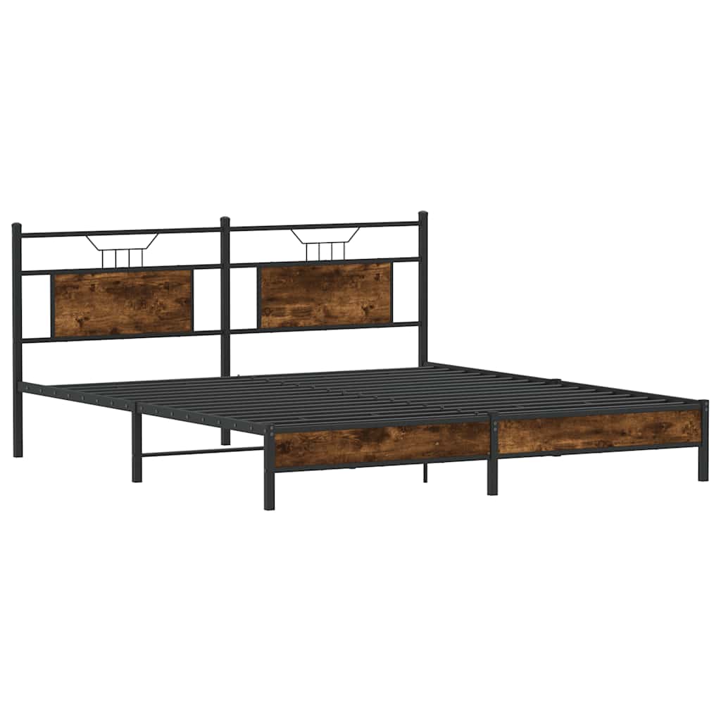 vidaXL Cadru de pat fără saltea Stejar afumat 183x213cm Lemn prelucrat