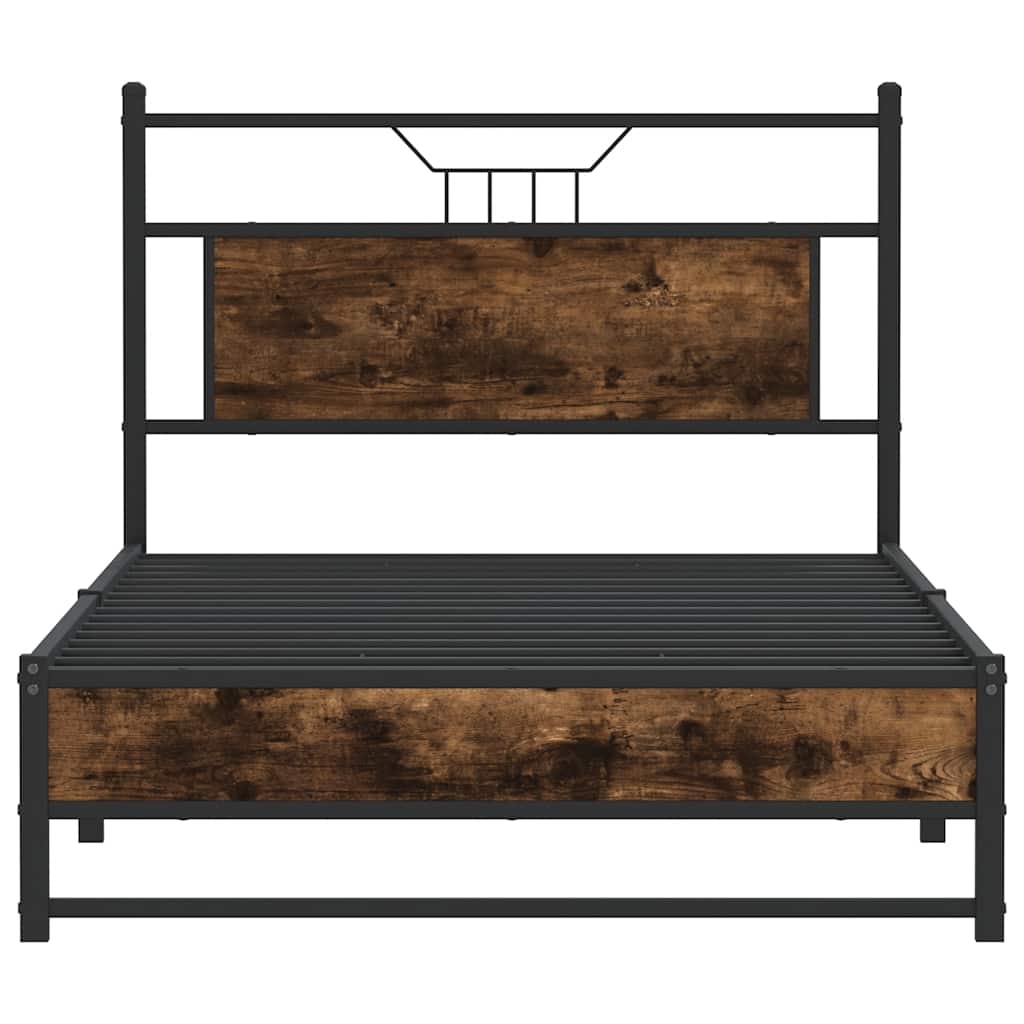 vidaXL Cadru de pat fără saltea Stejar afumat 107x203cm Lemn prelucrat vidaXL Cadru de pat fără saltea Stejar afumat 107x203cm Lemn prelucrat